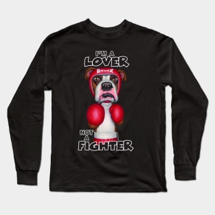 Classic Boxer Dog ready to box on Boxer with Gloves and Headgear Long Sleeve T-Shirt